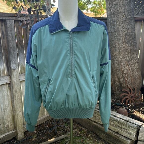 Vintage Obermeyer Windbreaker Jacket 80s Zipper Anorak Blue Zip Men's Large - Picture 1 of 12